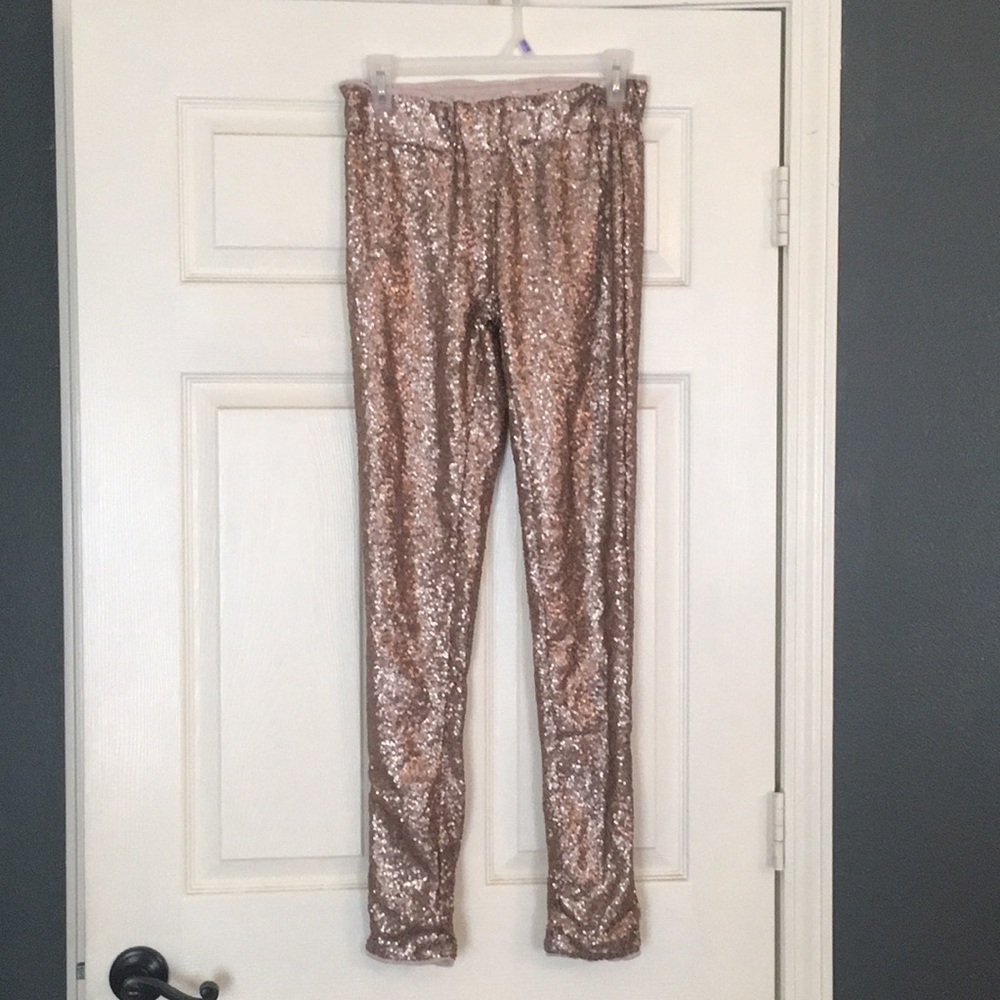 Gold sequined leggings size small